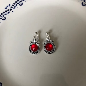 elegant ear clips silver red