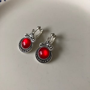 elegante OhrCLIPS silber rot Bild 5