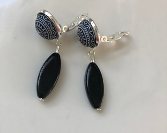 elegant earCLIPS silver black