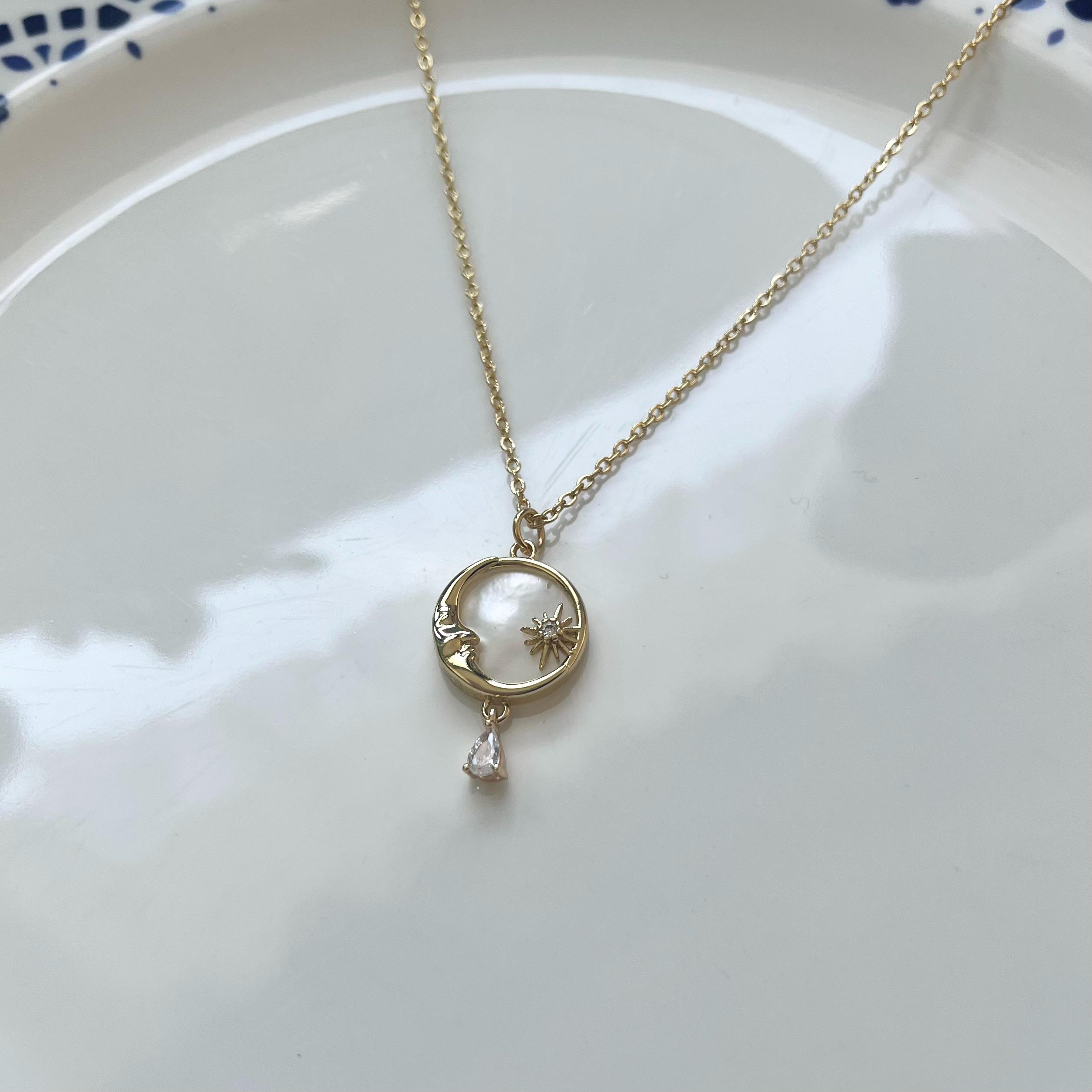 14K Gelbgold Mond Und Stern Anhänger - Schweiz