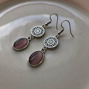 Mandala earrings silver lilac