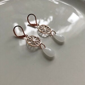Orecchini quadrifoglio in oro rosa bianco