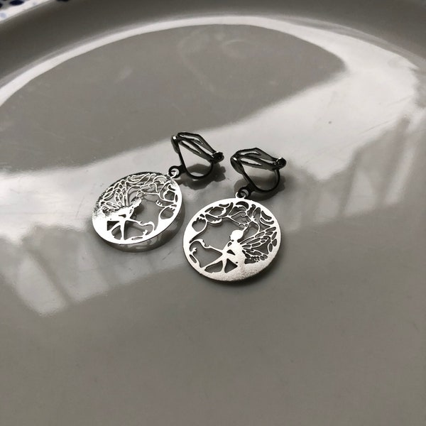 light fairy clip earrings in silver