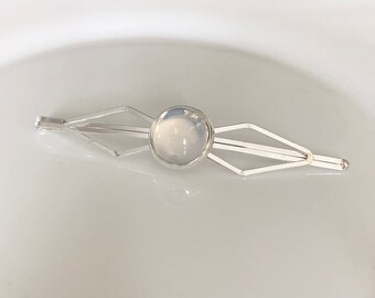 Hair clip silver opal-white