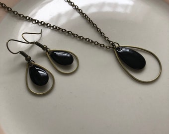 Tropfen Schmuckset bronze schwarz