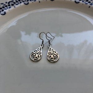 Stainless steel drop earrings in silver