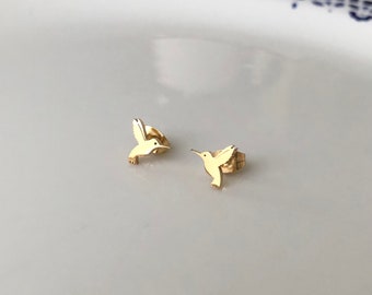 Kolibri -Edelstahl Ohrstecker in gold