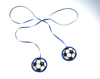 Football pendants for school cone, football ribbon for school cone, royal blue