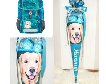 Personalized dog school cone; Fabric school cone for Golden Retrievers