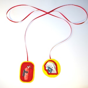 Pendentif pour sac d'école des pompiers, casque de pompiers/attache pour sac d'école avec extincteur