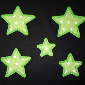 5 patches stars, light green