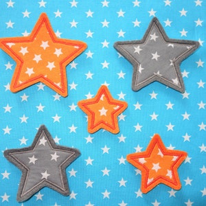 5 patches stars grey/orange