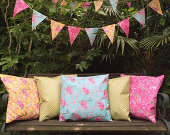 Vibrant Oriental waterproof OUTDOOR PVC Garden bench seat cushions. Made to Measure Bench pad cushions