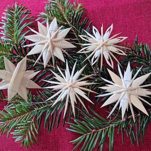 Strohsterne Weihnachten – Set mit 5 Sternen – handgemacht aus Naturstroh – nachhaltiger Christbaumschmuck – Geschenk für Weihnachten