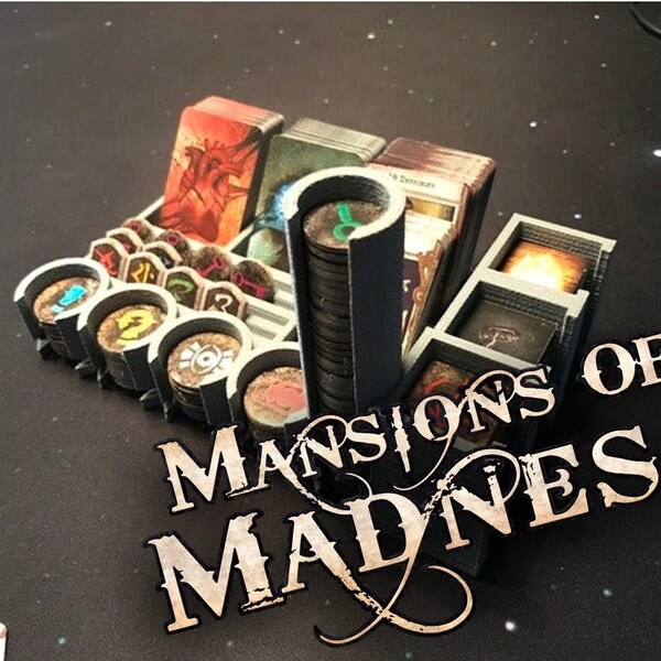 Mansions of Madness Token and Card Organizer! Storage Caddy for Boardgame, like Arkham Horror, Elder Sign, Betrayal, Drizzt, Descent, Deep