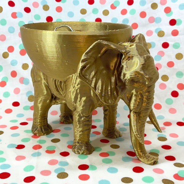 Elephant Trinket Dish! "Little Elle" Bowl for Jewelry, Storage, Wedding Rings, Catchall, Valentines Gift! Golden/Artistic Animal-Themed!