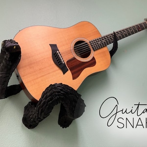 Guitar SNAKE! Horizontal/Sideways Guitar Wall Mount Hanger! Holder Cradles your Guitar! Two-Points of Contact for a Sturdy Holding Display!