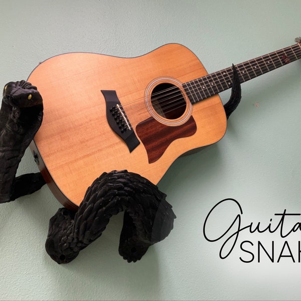 Guitar SNAKE! Horizontal/Sideways Guitar Wall Mount Hanger! Holder Cradles your Guitar! Two-Points of Contact for a Sturdy Holding Display!
