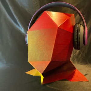 Geometric Man Headphone Stand! Headset Holder Rack, Modern Angular Cubism De Stijl Hanger Bust Game/Hip Hop/Beat Home Recording Desk/Gaming!