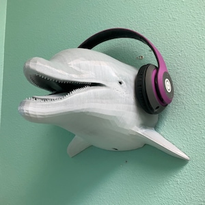 Bottlenose Dolphin Headphone Wall Hanger! Hanger Stand like Humpback, Orca, Fin, Right, Blue Whale, Porpoise Keys/Coat/Hat Purse Headset!