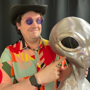 GIANT Silver Alien! Customizable Color AND Eye Color. HUGE Novelty Retro Space Alien Bust, from Outer Space! Your Room Could Be Area 51!