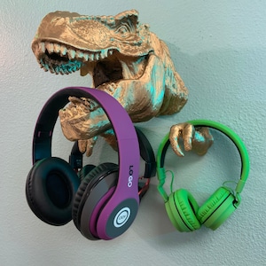 T-Rex Headphone Wall Hanger! Dinosaur Stand like Raptor/Stegosaurus/Apatosaur/Tyrannosaur Keys/Hat/Coat/Purse Hip Hop/Recording Music Gaming