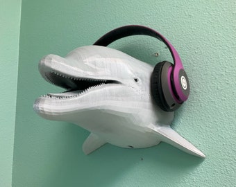 Bottlenose Dolphin Headphone Wall Hanger! Hanger Stand like Humpback, Orca, Fin, Right, Blue Whale, Porpoise Keys/Coat/Hat Purse Headset!