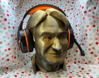 Robin Williams Headphone Stand, "Gold-Fade" Finish! Actor/Comedian Hanger, from Dead Poet's Society/Good Will Hunting/Patch Adams/Hook/Jack!