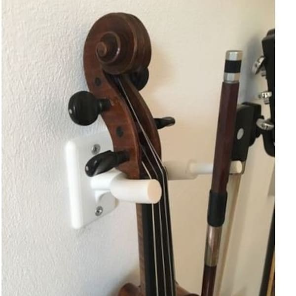 White Violin Wall Mount! Hanger for Viola, Electric Violin in Custom Colors! Black, Grey, Red, Blue Customizable. Sturdy, Nicely 3d-Printed!