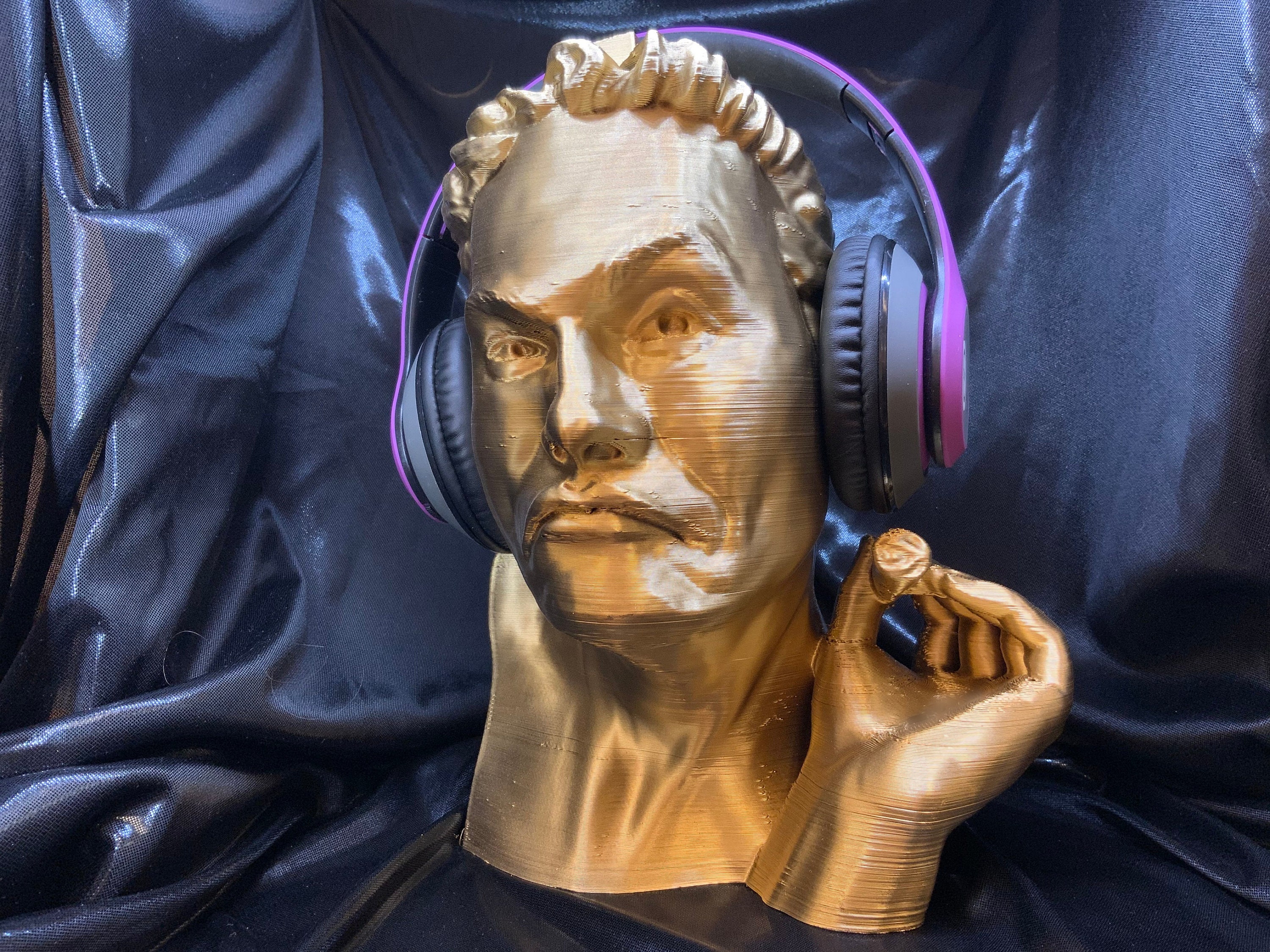 Electronics & Accessories Elon Musk Headphone Head 3D Printed Headphone Stand Bust Audio