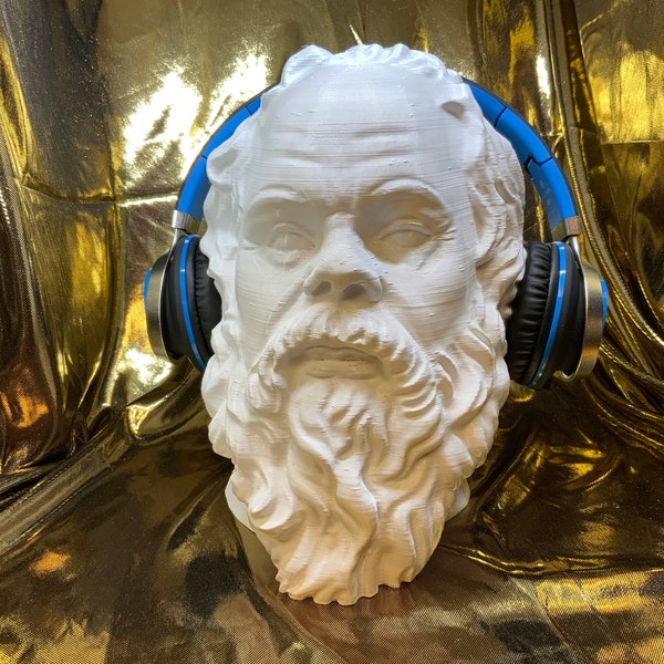 Socrates Headphone Stand - Philosophical Decor, Ancient Greek Inspired Audio Gear Holder, Unique Thoughtful Gift for Audiophiles