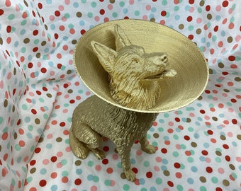 German Shepard Trinket Dish! "Cone Recovery Collar" Bowl for Jewelry, Storage, Wedding Rings, Catchall, Valentines Gift Gold/Artistic-Themed