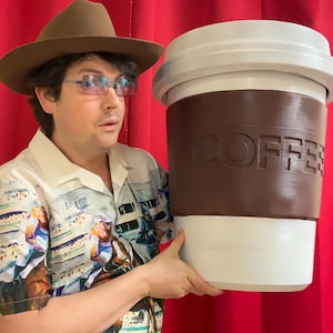 Giant Coffee Cup Prop with Lid for Coffee Shops, Restaurants & Trucks Unique Storage/Decor | Perfect for Selfies and Social Media