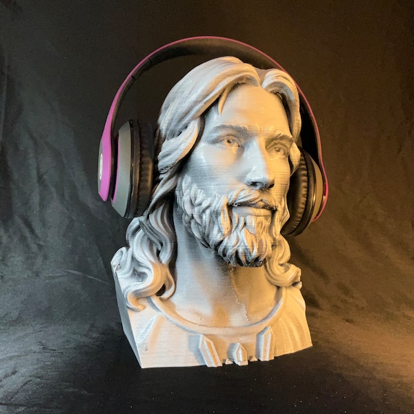 Michelangelo Jesus-Inspired Headphone Stand - Desk Organizer for Earmuffs, Hats & Audio Gear