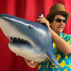 Life-Size Shark Model with Prominent Teeth - Perfect for Parties and Decor