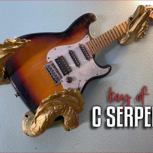 Gold Sea Serpent Guitar Wall Mount – Horizontal Holder for Electric, Bass, Acoustic, Synth, Les Paul, Telecaster, Dreadnought, Decor