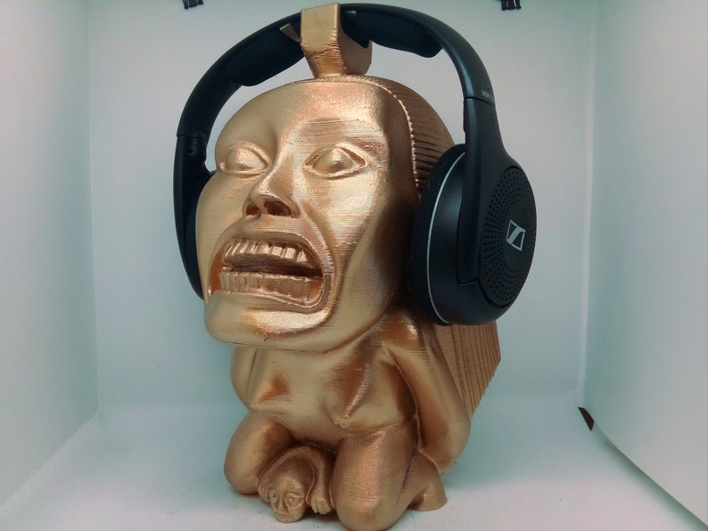 Soporte para auriculares Golden Idol Golden Head, estante para soporte de auriculares, busto de percha. Juego/Hip Hop/Beats Home Recording/Productor, Escritorio/PC Gaming imagen 3