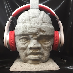 Olmec Statue Headphone Rack! Mesoamerican Headset Hanger. Like Aztec/Mayan/Zapotec/Mixtec/Toltec/Inca/Nahuatl/Jade/Puebla/ Earphone Stand!