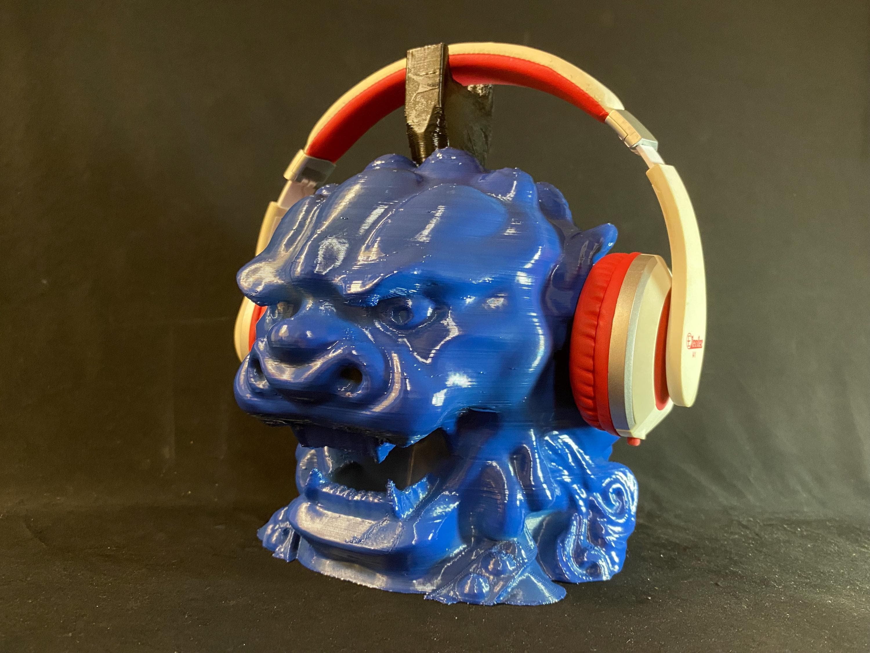 ブルーチャイニーズライオンヘッドホンスタンド - Guardian Foo Dog