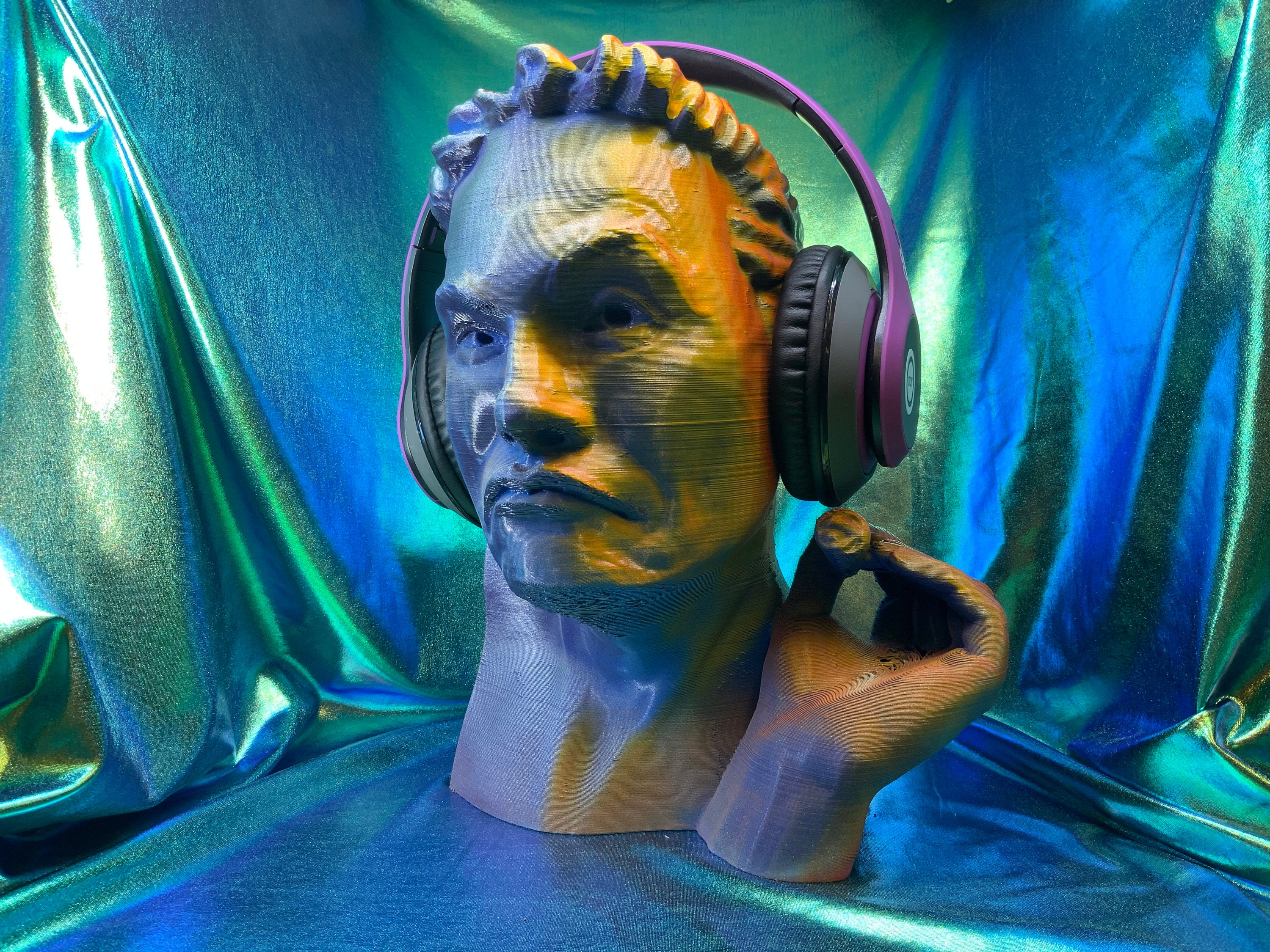 Elon Musk Headphone Stand Headphone Holder, Gaming Setup, Room Decor, Headset Stand, Bust