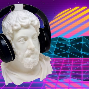 マルクス・アウレリウスのヘッドホンスタンド！ヘッドセットホルダーラック、ストイック哲学者ハンガーバスト。ゲーム/ヒップホップ/ビーツ、ホームレコーディング/プロデューサー、PCゲーム！