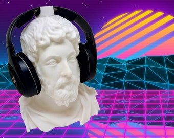 Marcus Aurelius Soporte para auriculares! Estante para soporte de auriculares, busto de percha del filósofo estoico. Juego/Hip Hop/Beats Home Recording/Producer, PC Gaming!