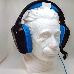 Soporte para auriculares inspirado en Einstein: organizador de escritorio con temática de física para auriculares, protectores auditivos y accesorios de audio