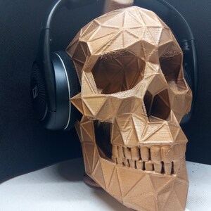 Soporte para auriculares de calavera geométrica Soporte para auriculares, colgante dorado brillante, juego de busto/Hip Hop/grabación Beat Home/escritorio de productor/juegos. imagen 6