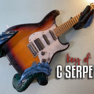 Sea Serpent Guitar Wall Mount | Horizontal Cryptid Guitar Hanger for Electric, Bass, Acoustic, Synths | Mythical Music Room Decor