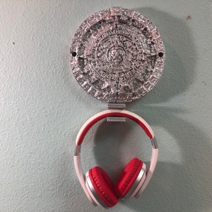 Aztec Calendar Wall Hanger!  Mesoamerican Headset Hanger. Like Aztec/Mayan/Zapotec/Mixtec/Toltec/Inca/Nahuatl/Jade/Puebla Earphone Stand!