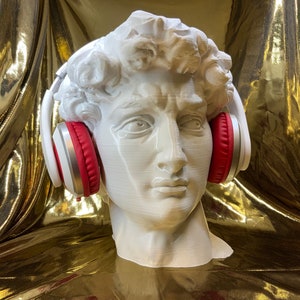 Soporte para auriculares con el David de Miguel Ángel. Soporte para auriculares con ilustraciones como la Capilla Sixtina, La Piedad, Moisés o Adán. ¡Para juegos, grabaciones caseras y juegos de PC!