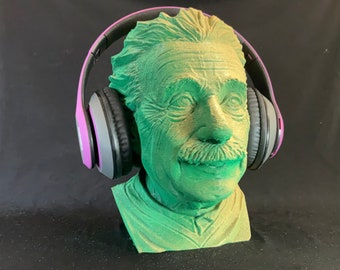 Einstein Headphone Stand: Luxe Emerald to Gold Gradient - Premium Audio Decor for Audiophiles