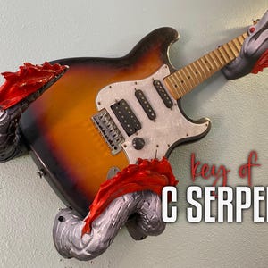 Sea Serpent Guitar Wall Mount – Horizontal Holder for Electric, Bass, Acoustic, Telecaster, Les Paul – Kraken Cryptid Decor Stand