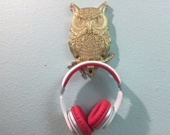 Owl Headphone Rack! Bird Wall Hanger, like Osprey/Falcon/Sparrow/Cardinal/Bluebird/Jay Headset Hanger. Bose/Beats Recording/Music Gaming!